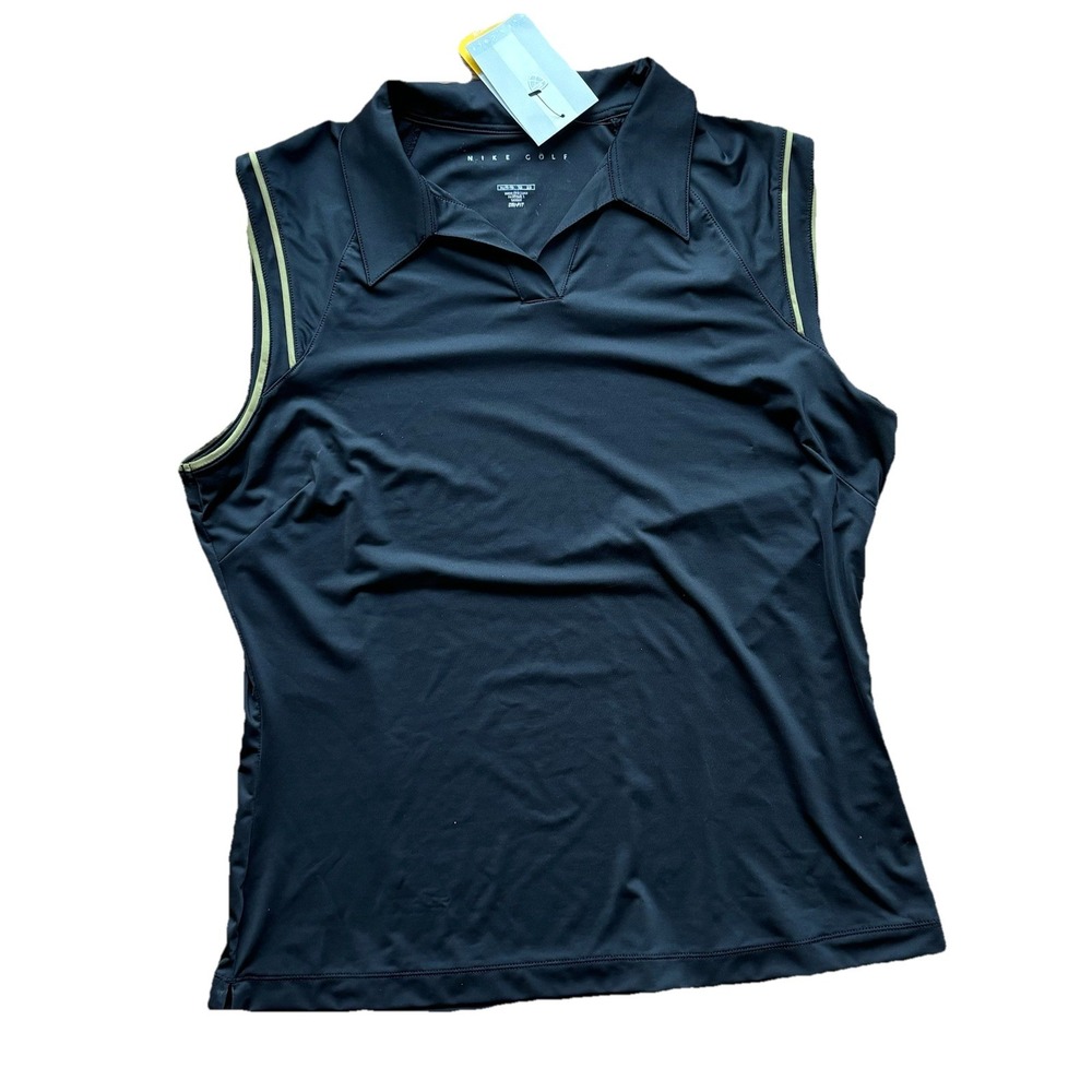NWT WOMEN'S NIKE GOLF DRI-Fit Sleeveless Polo Sz XL‎ Black Athletic